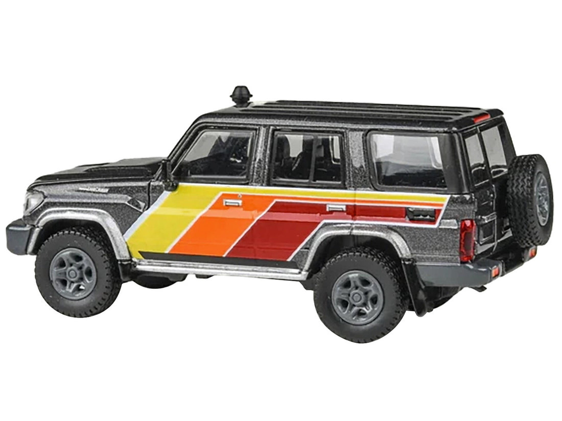 2014 Toyota Land Cruiser LC76 "TRD Livery" Gray Metallic with Stripes 1/64 Diecast Model Car by Paragon Models-2