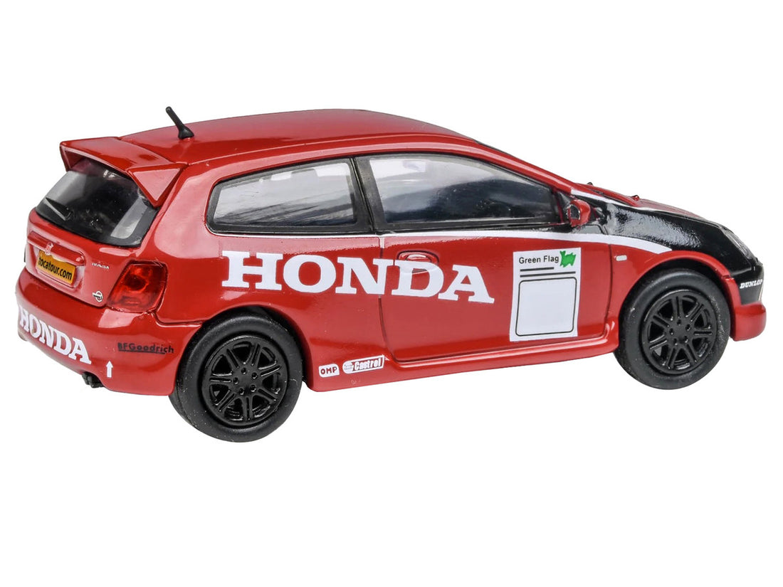 2001 Honda Civic Type R EP3 Red with Graphics "BTCC Honda Racing" 1/64 Diecast Model Car by Paragon Models-2