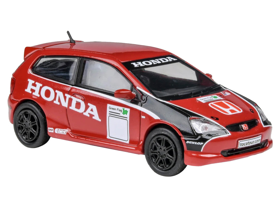 2001 Honda Civic Type R EP3 Red with Graphics "BTCC Honda Racing" 1/64 Diecast Model Car by Paragon Models-3