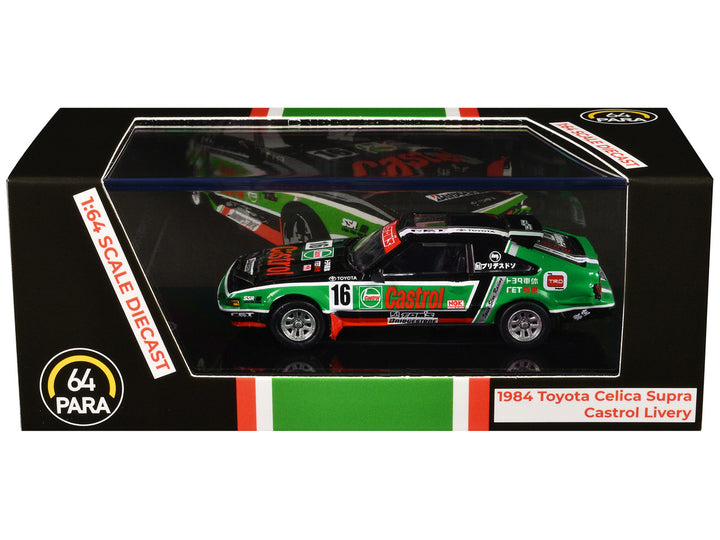 1984 Toyota Celica Supra #16 "Castrol Livery" Black and Green with Graphics 1/64 Diecast Model Car by Paragon Models-0
