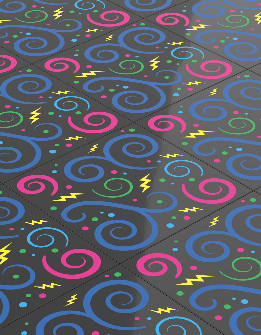 Custom 80's and 90's Arcade Carpet 6x6 Tiles (Swirls) Pack of 10 made with LEGO parts 3