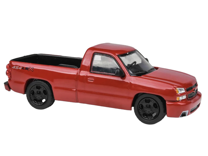 2006 Chevrolet Silverado 454 LSX Pickup Truck Victory Red 1/64 Diecast Model Car by Paragon Models-1