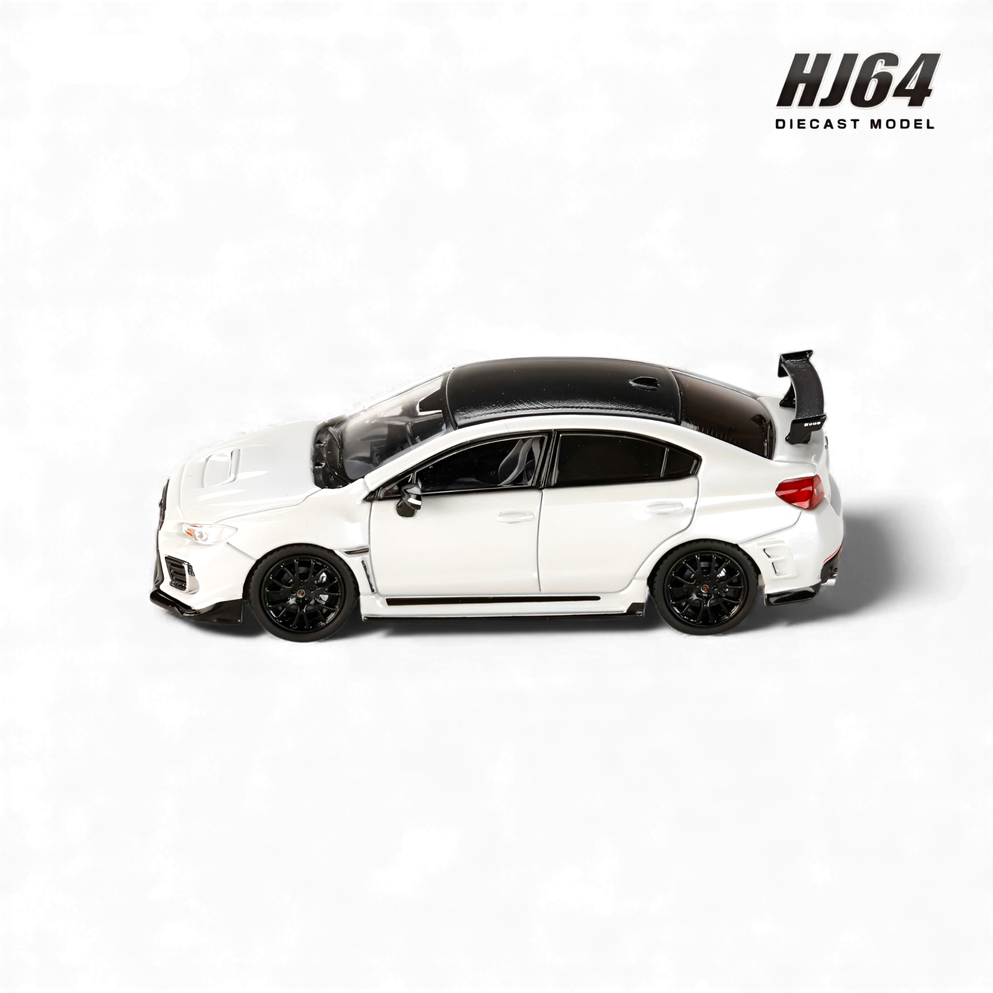 Side profile of Subaru S208 Crystal White Pearl 1:64 collectible model