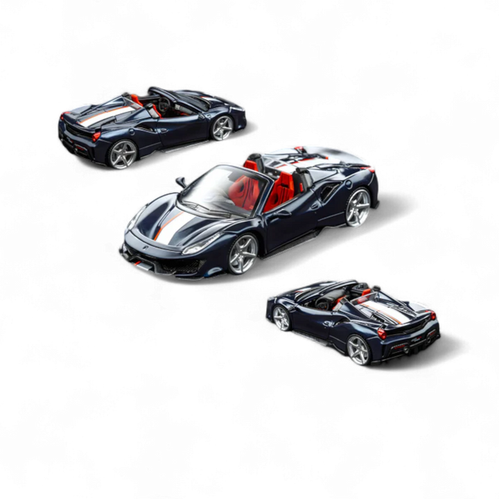 Novitec Ferrari 488 Roadster Metallic Blue - Silver Stripe 1:64 by TPC