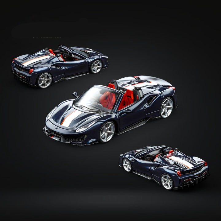 Novitec Ferrari 488 Roadster Metallic Blue - Silver Stripe 1:64 by TPC 2