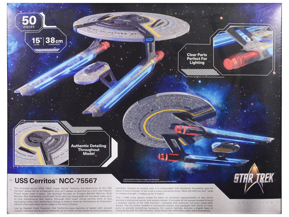 USS Cerritos NCC-75567 Spacecraft "Star Trek: Lower Decks" (2020-2024) TV Series 1/1400 Scale Skill 2 Model Kit by Polar Lights