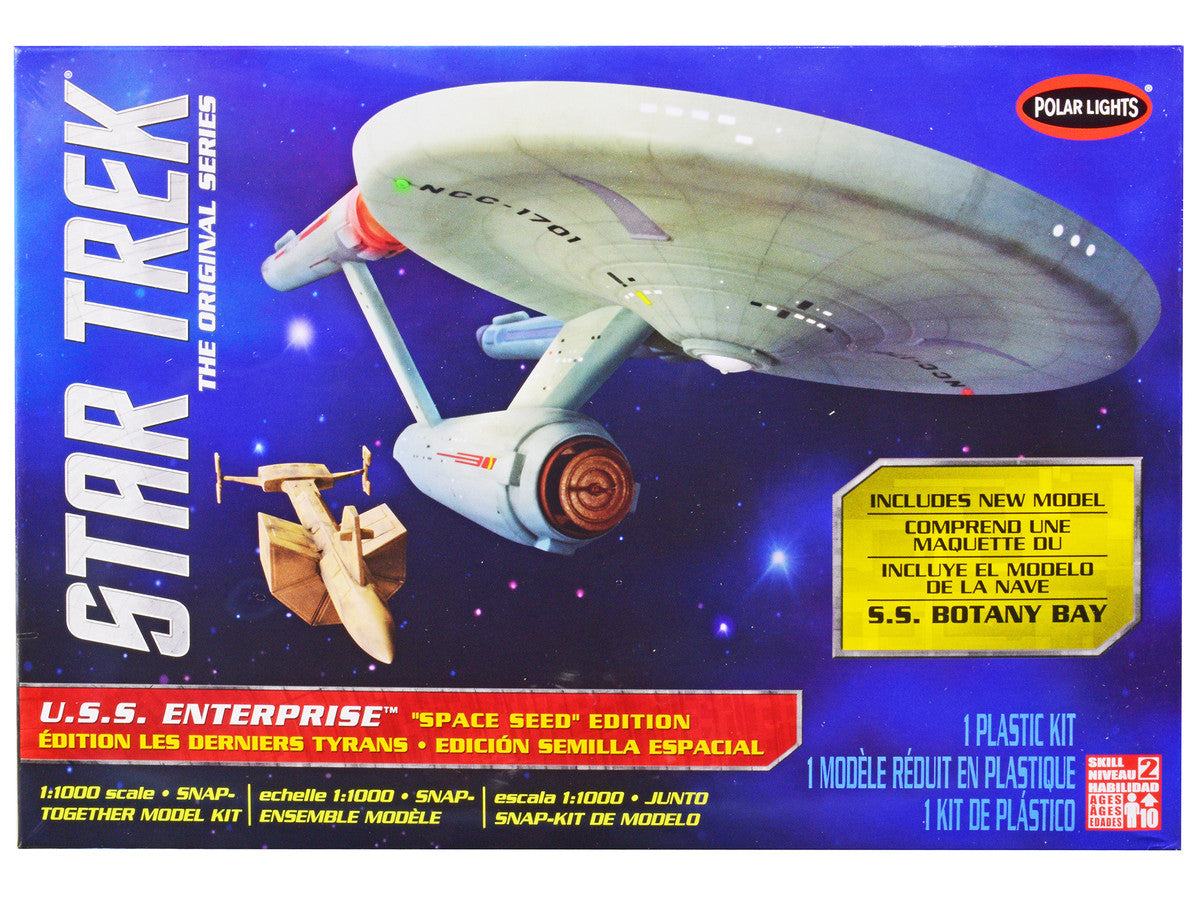 Skill 2 Model Kit Star Trek U.S.S. Enterprise and S.S. Botany Bay "The Original Series" "Space Seed" Edition Snap-Together 1/1000 Scale Model by Polar Lights-0