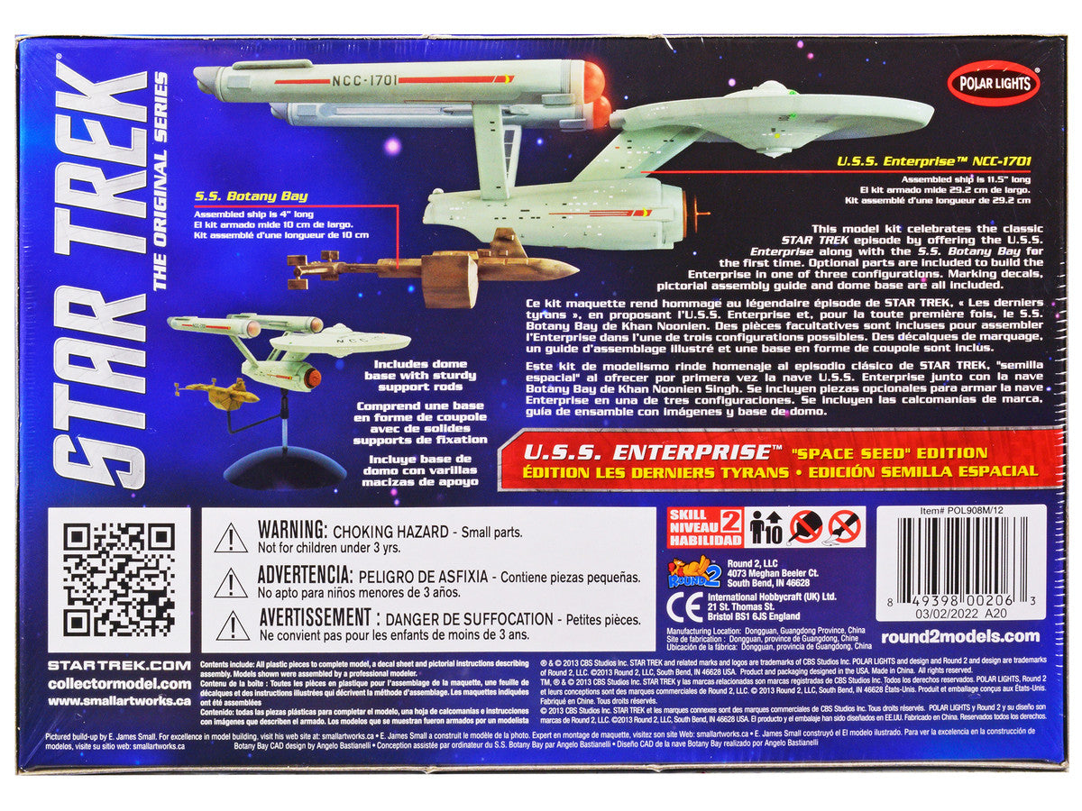 Skill 2 Model Kit Star Trek U.S.S. Enterprise and S.S. Botany Bay "The Original Series" "Space Seed" Edition Snap-Together 1/1000 Scale Model by Polar Lights-3