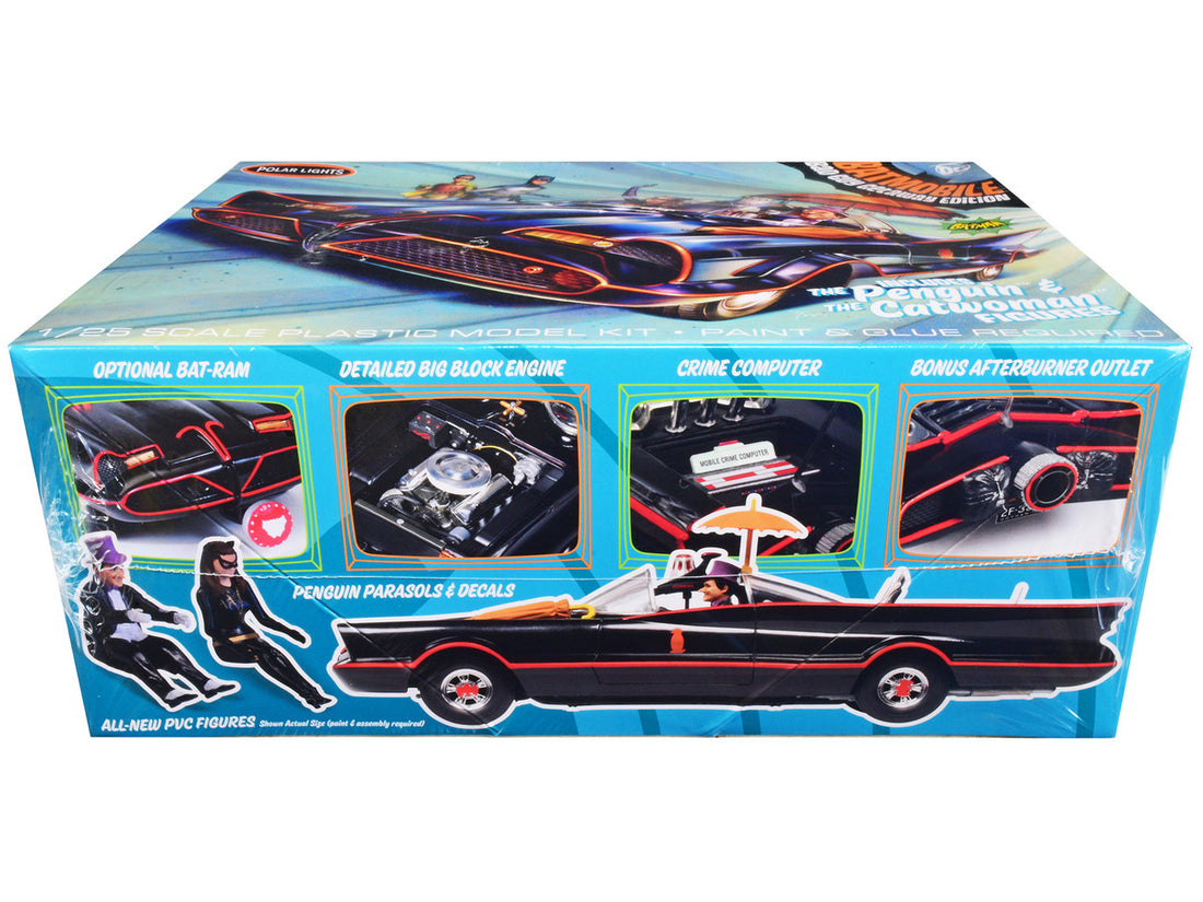 Skill 2 Model Kit 1966 Batmobile "Bad Guy Getaway Edition" with Penguin and Catwoman Figures "Batman" (1966-1968) TV Series 1/25 Scale Model by Polar Lights-2