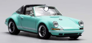 Porsche 911 964 Singer Targa Roadster Tiffany Blue 1:64 Scale Diecast Model By POP Race Front View