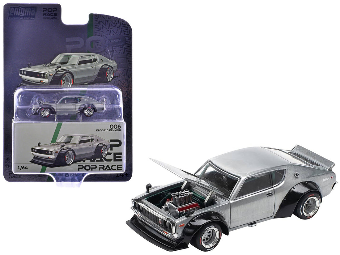 Skyline KPGC110 "Kenmeri" RHD (Right Hand Drive) Raw Metal "Enigma Exclusive Edition" 1/64 Diecast Model Car by Pop Race-0