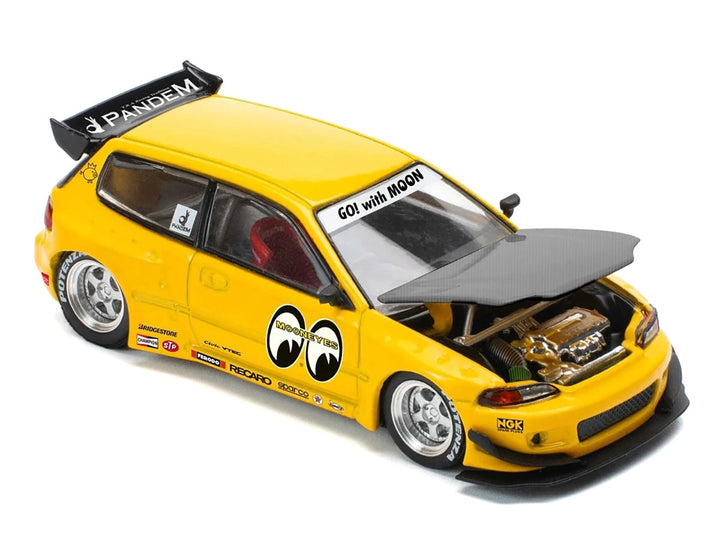Pop Race Honda Civic EG6 Pandem Mooneyes 1:64 model with opening carbon hood