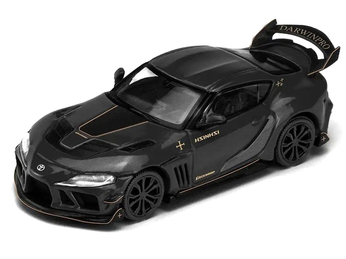 Toyota Supra DarwinPro Black with Gold Accents "Enigma Exclusive Edition" 1/64 Diecast Model Car by Pop Race 2