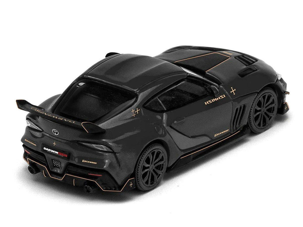 Toyota Supra DarwinPro Black with Gold Accents "Enigma Exclusive Edition" 1/64 Diecast Model Car by Pop Race 3