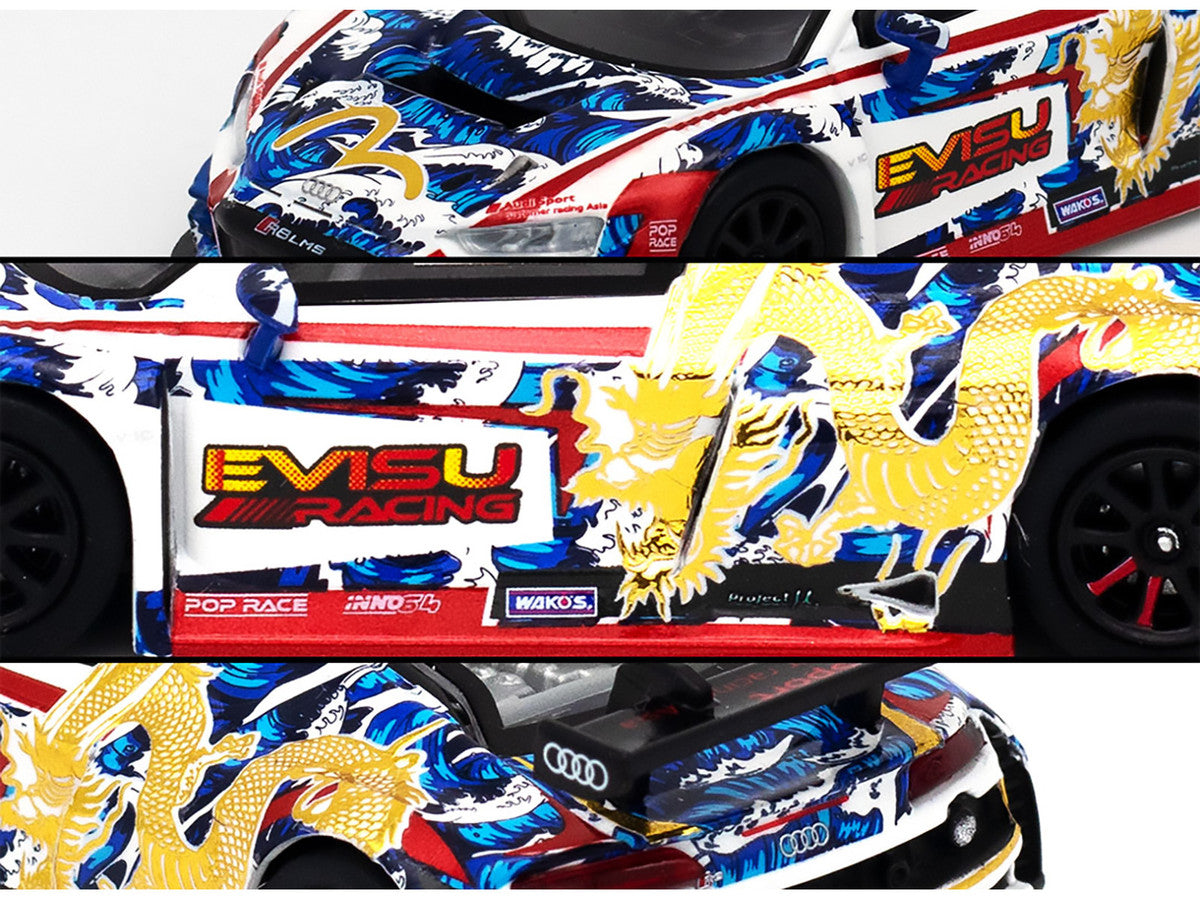 Audi R8 LMS "Evisu Racing X Works" White with Graphics 1/64 Diecast Model Car by Pop Race 3