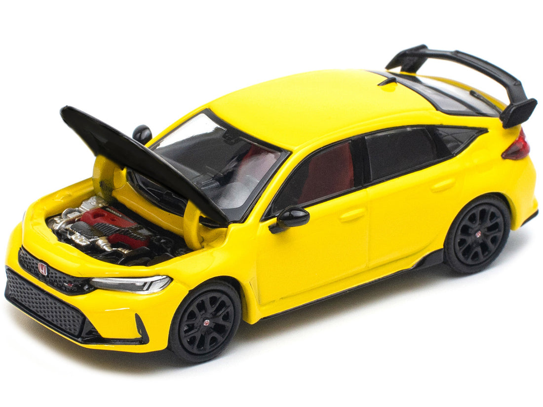 Honda Civic Type R FL5 Yellow with Carbon Hood 1/64 Diecast Model Car by Pop Race-2