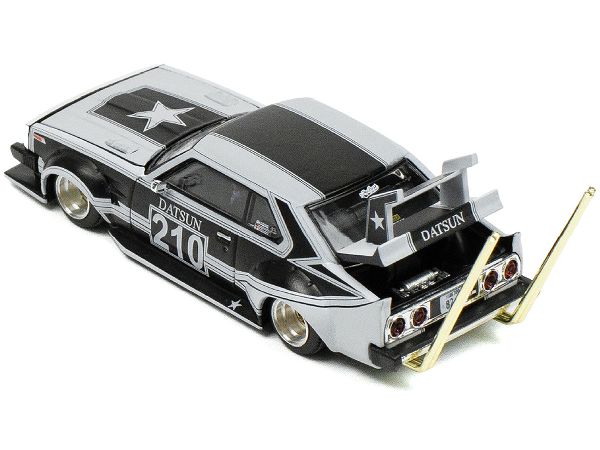 Nissan Skyline C210 "Bosozoku Style" RHD (Right Hand Drive) #210 Matt Black and Silver 1/64 Diecast Model Car by Pop Race 3