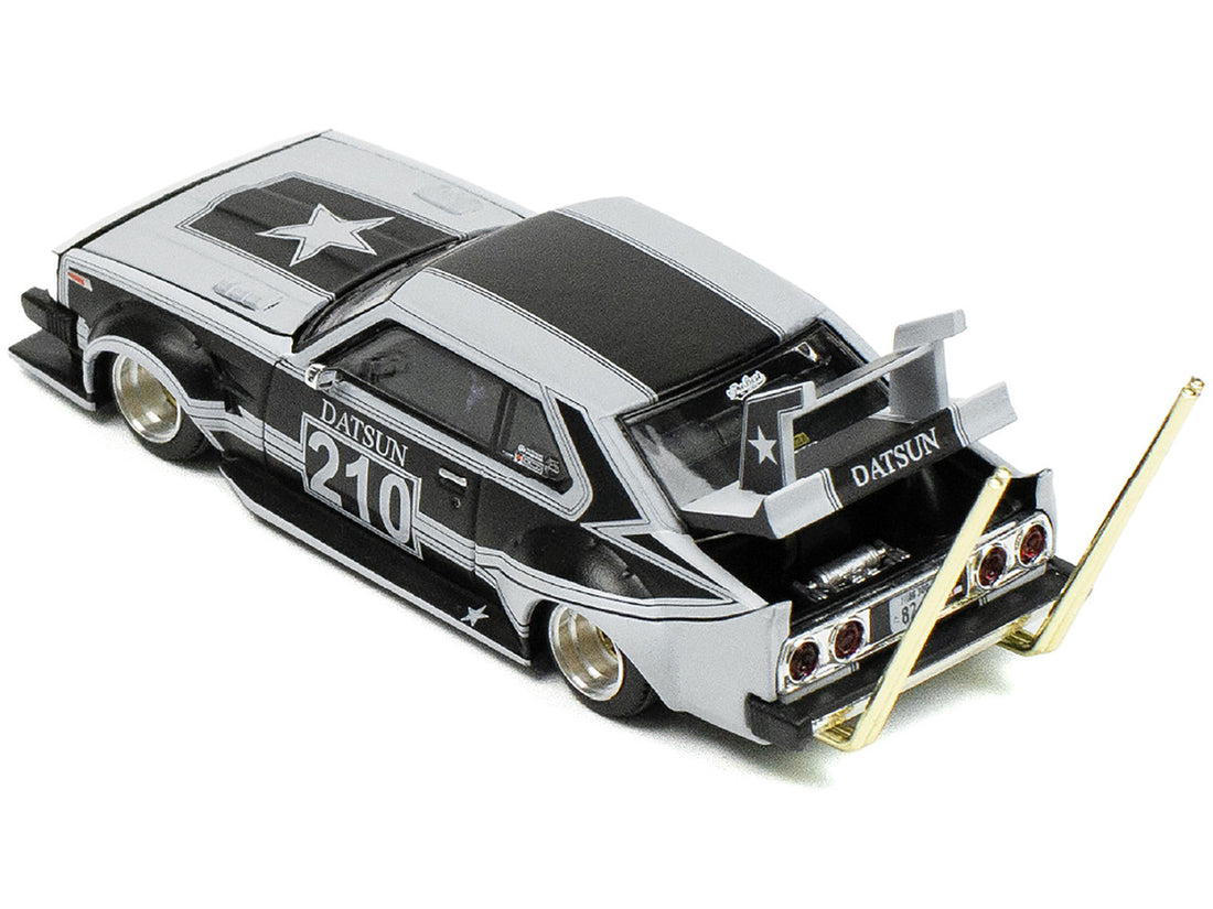 Nissan Skyline C210 "Bosozoku Style" RHD (Right Hand Drive) #210 Matt Black and Silver 1/64 Diecast Model Car by Pop Race 3