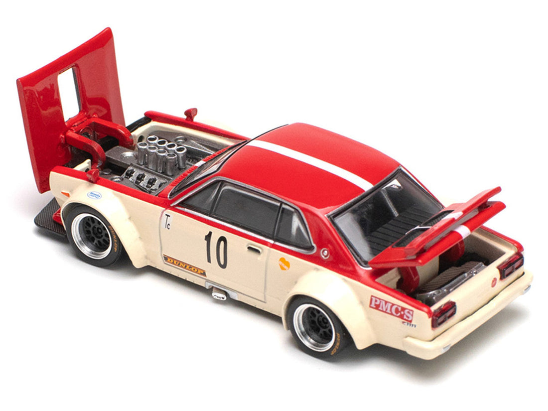 Skyline GT-R V8 Drift "Hakosuka" RHD (Right Hand Drive) #10 "Watanabe" Red and Cream 1/64 Diecast Model Car by Pop Race