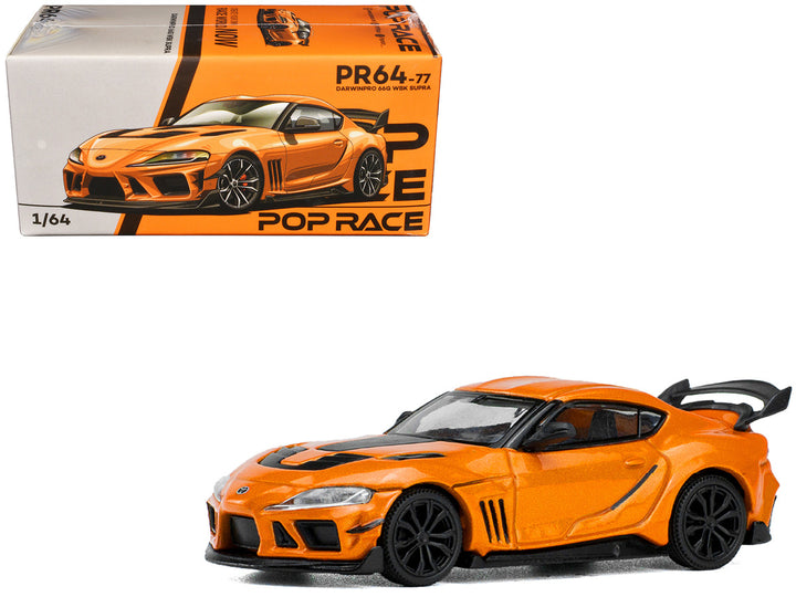 Toyota Supra "DarwinPro 66G WBK" Orange Metallic 1/64 Diecast Model Car by Pop Race-0