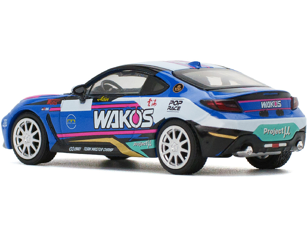 Toyota GR86 "Wako's" Blue with Graphics 1/64 Diecast Model Car by Pop Race-2