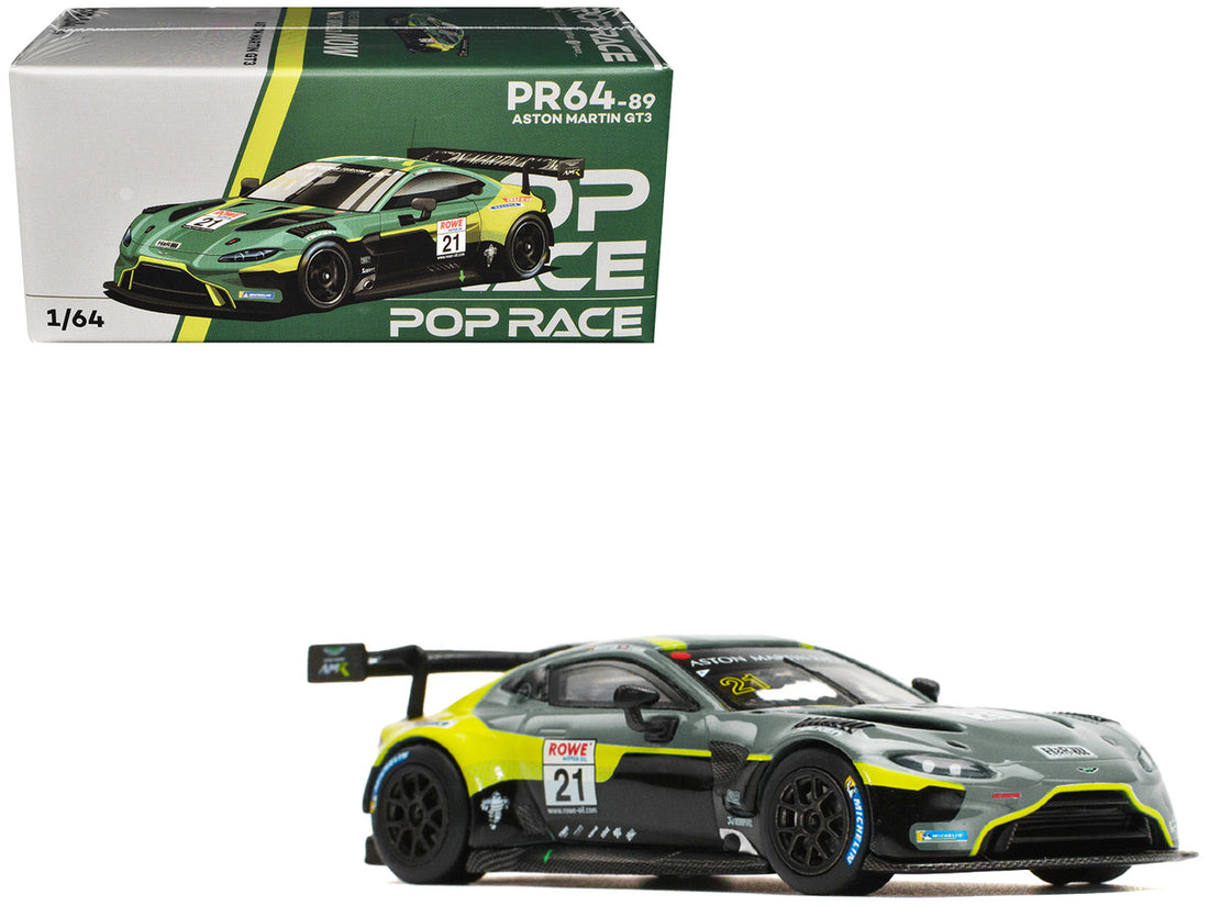 Aston Martin GT3 #21 Green Metallic "N24 2024" 1/64 Diecast Model Car by Pop Race-0