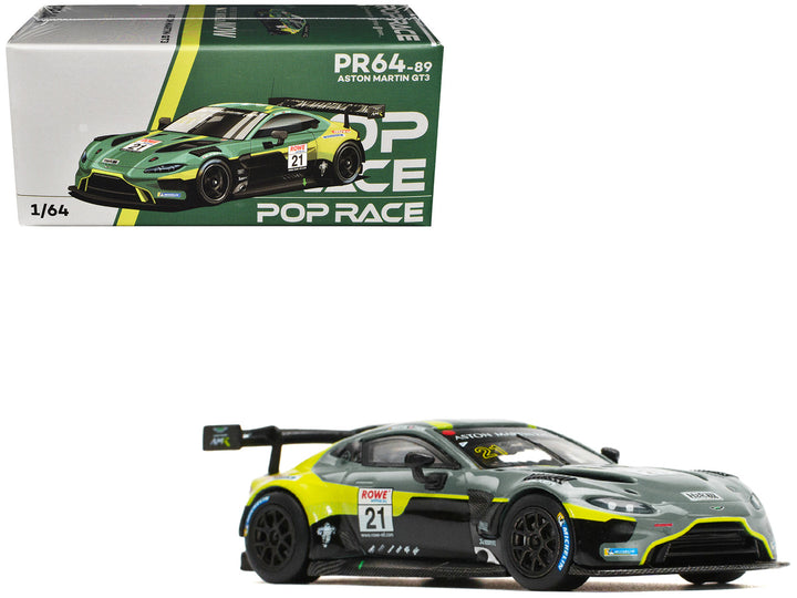 Aston Martin GT3 #21 Green Metallic "N24 2024" 1/64 Diecast Model Car by Pop Race-0