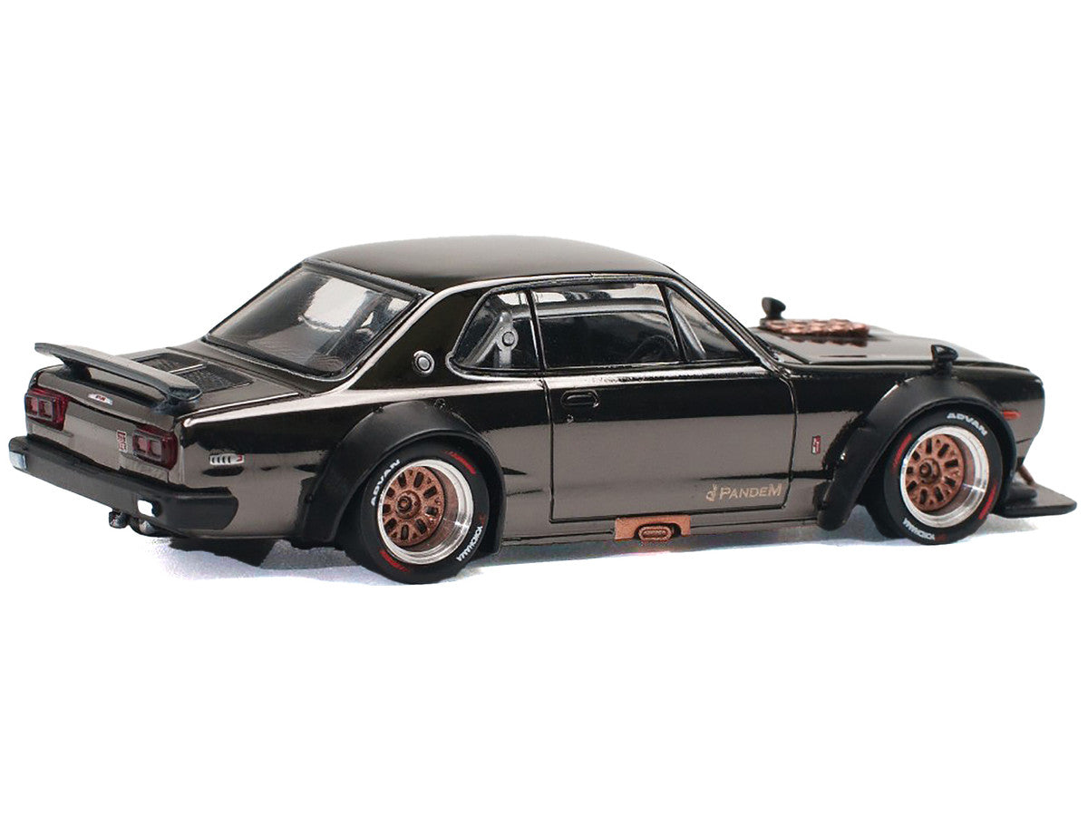 Skyline GT-R V8 Drift "Hakosuka" RHD (Right Hand Drive) Dark Chrome 1/64 Diecast Model Car by Pop Race-2