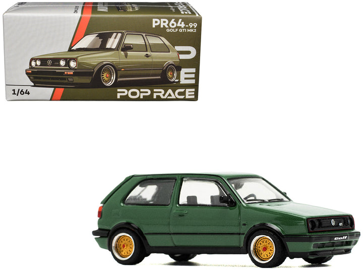 Volkswagen Golf GTI MK2 Green 1/64 Diecast Model Car by Pop Race-0