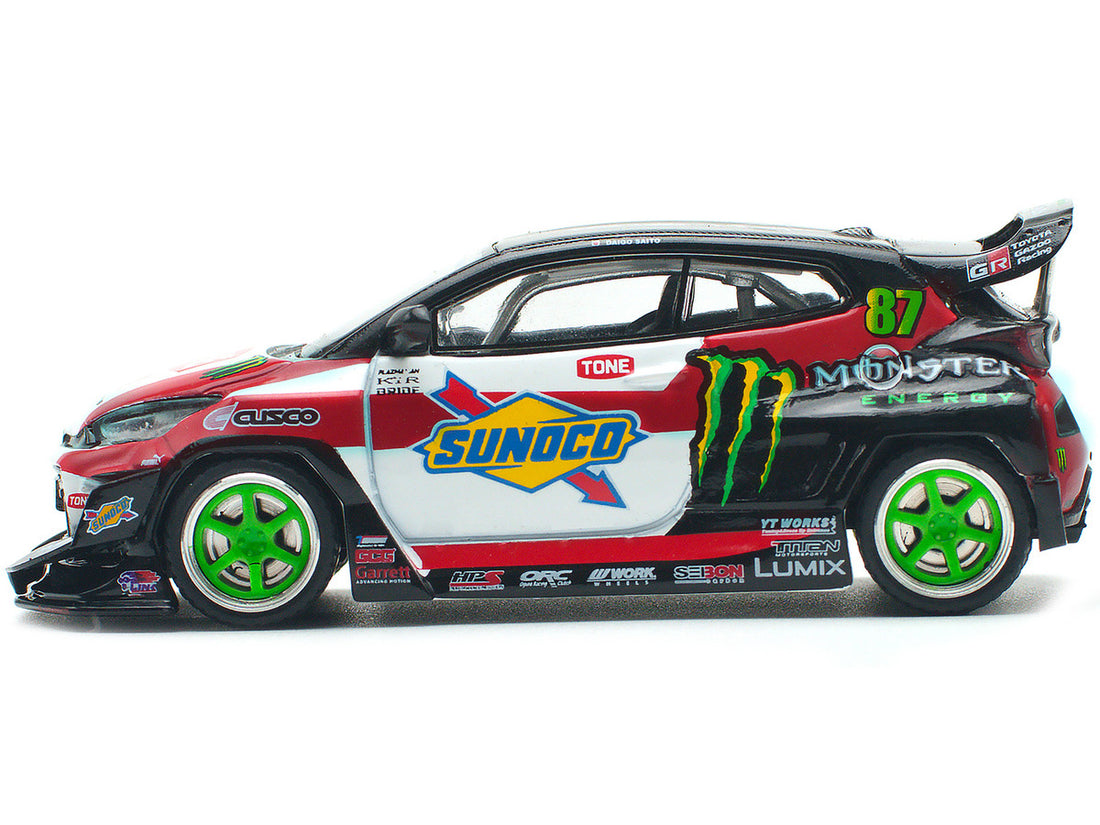 Toyota Pandem GR Yaris RHD (Right Hand Drive) #87 "Daigo Saito" Black with Graphics 1/64 Diecast Model Car by Pop Race-0