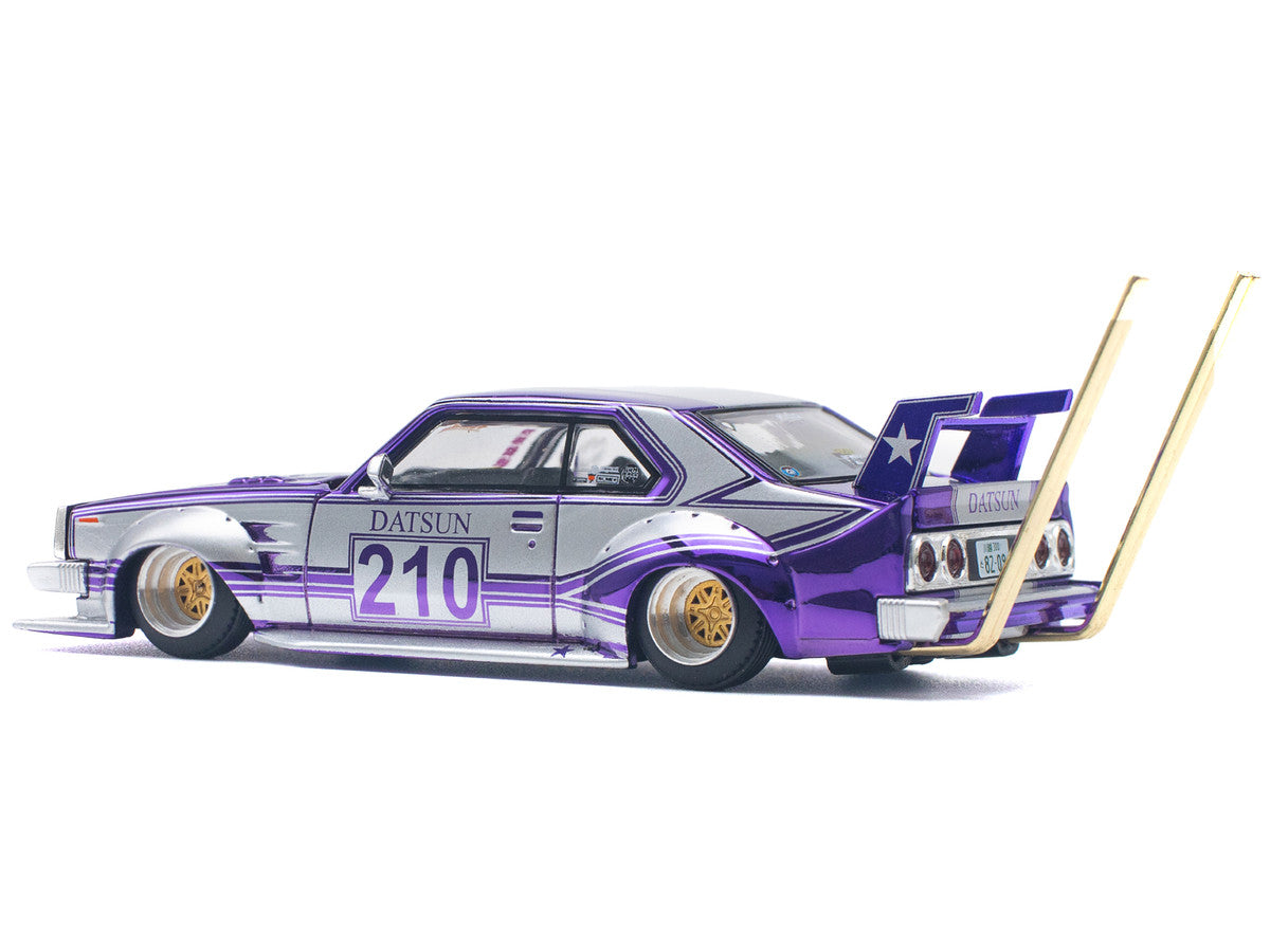 Skyline C210 Kaido Racer "Bosozoku Style" RHD (Right Hand Drive) #210 Purple and Silver 1/64 Diecast Model Car by Pop Race-0
