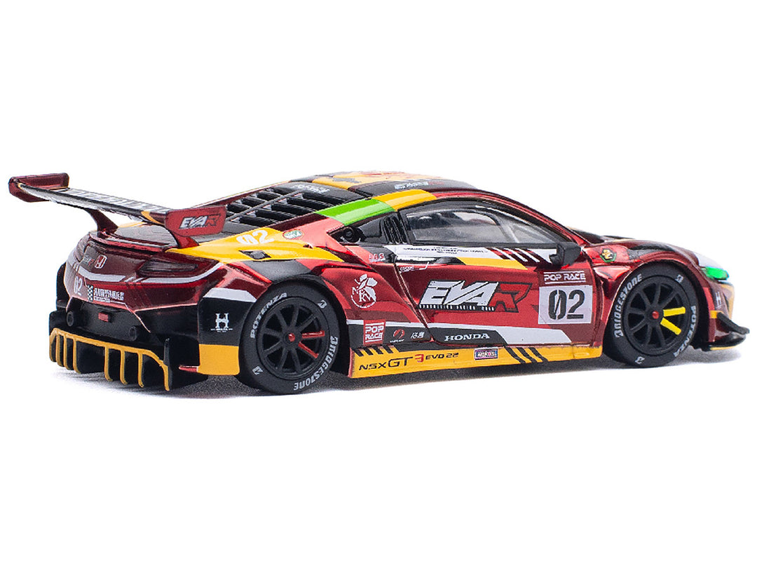 Honda NSX GT3 EVO22 #02 Red Metallic "EVA RT Production Model-02" 1/64 Diecast Model Car by Pop Race-0