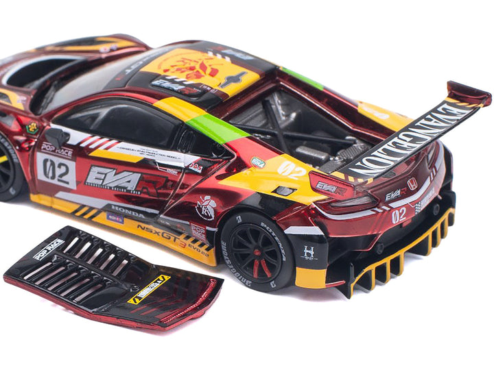 Honda NSX GT3 EVO22 #02 Red Metallic "EVA RT Production Model-02" 1/64 Diecast Model Car by Pop Race-1