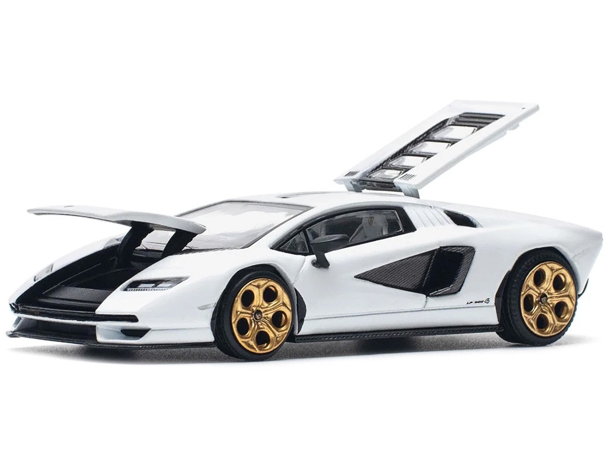 Lamborghini Countach LPI 800-4 White with Carbon Accents 1/64 Diecast Model Car by Pop Race-1