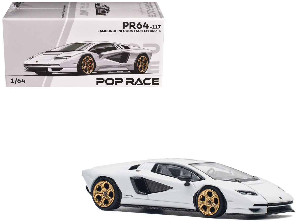 Lamborghini Countach LPI 800-4 White with Carbon Accents 1/64 Diecast Model Car by Pop Race-4