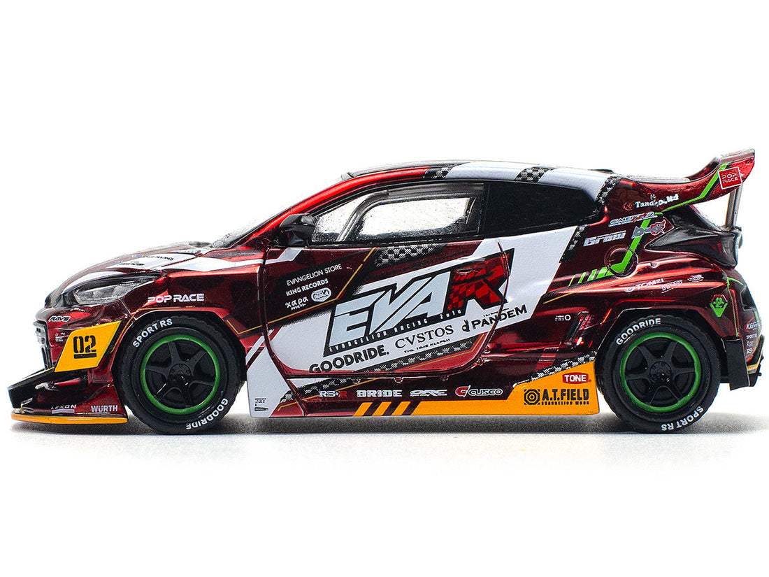 Toyota Goodride GR Yaris RHD (Right Hand Drive) "EVA RT Production Model-02" Red Metallic with Graphics 1/64 Diecast Model Car by Pop Race-1