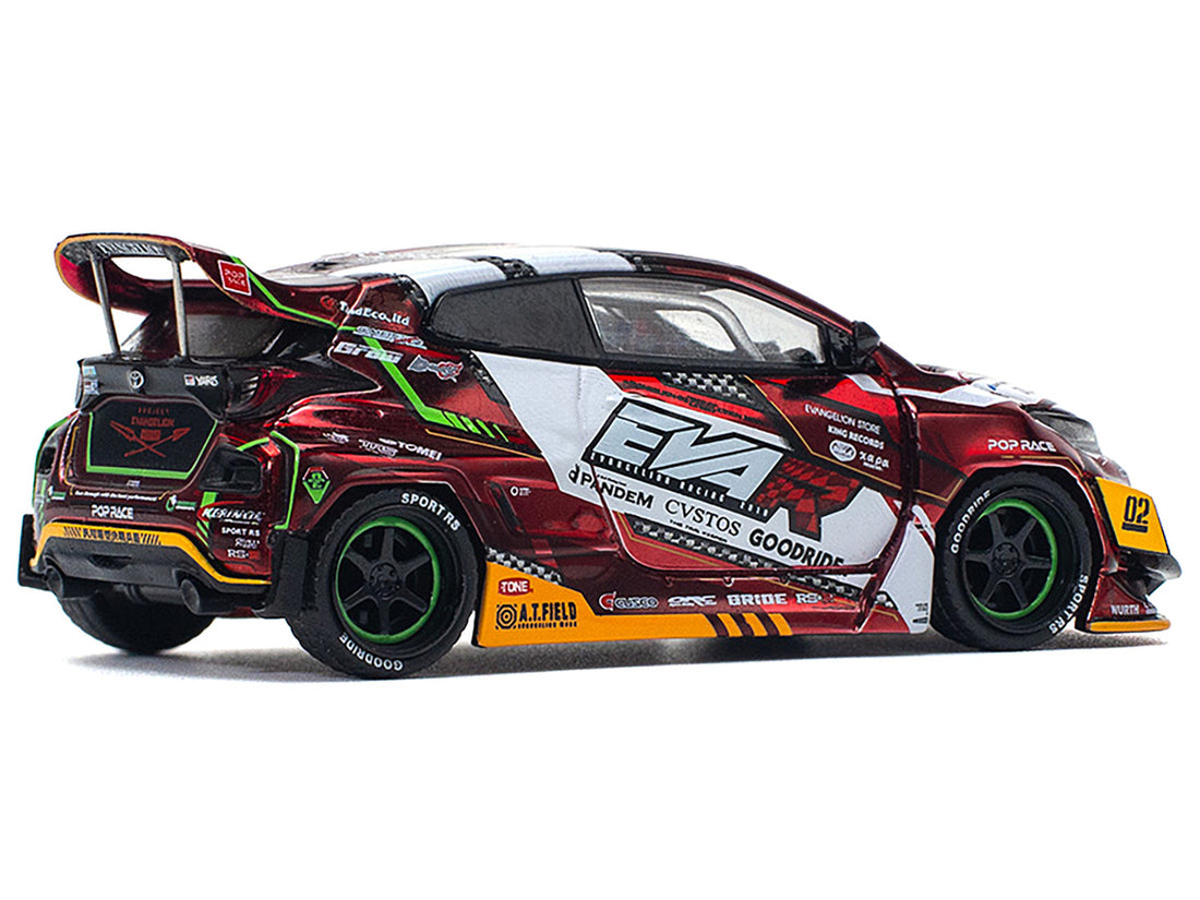 Toyota Goodride GR Yaris RHD (Right Hand Drive) "EVA RT Production Model-02" Red Metallic with Graphics 1/64 Diecast Model Car by Pop Race-0