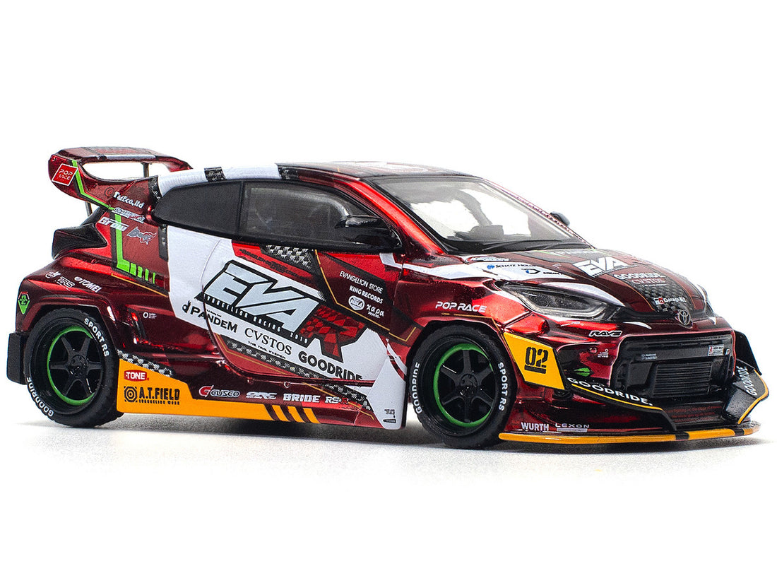 Toyota Goodride GR Yaris RHD (Right Hand Drive) "EVA RT Production Model-02" Red Metallic with Graphics 1/64 Diecast Model Car by Pop Race-2