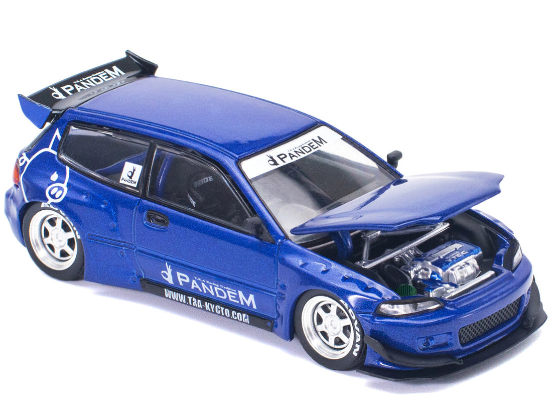Pandem Civic EG6 RHD (Right Hand Drive) Blue Metallic 1/64 Diecast Model Car by Pop Race-2