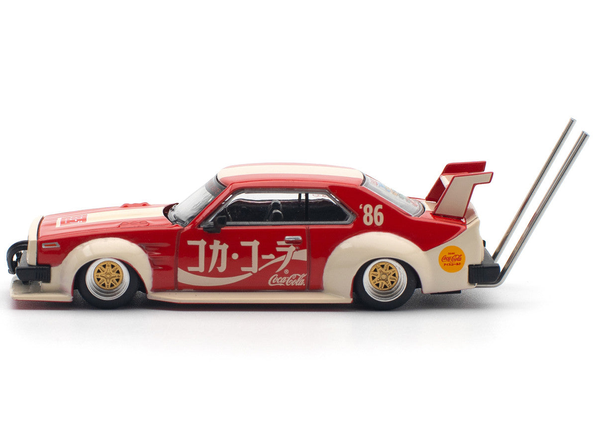Skyline GT-R V8 Drift "Hakosuka" RHD (Right Hand Drive) "Coca-Cola (Japan)" Red and Cream 1/64 Diecast Model Car by Pop Race 2