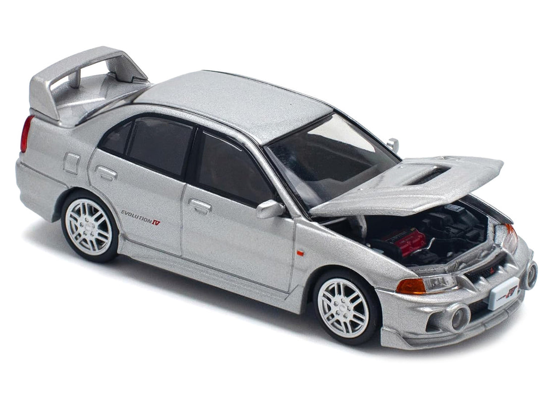 Mitsubishi Lancer Evolution IV RHD (Right Hand Drive) Steel Silver Metallic 1/64 Diecast Model Car by Pop Race-2