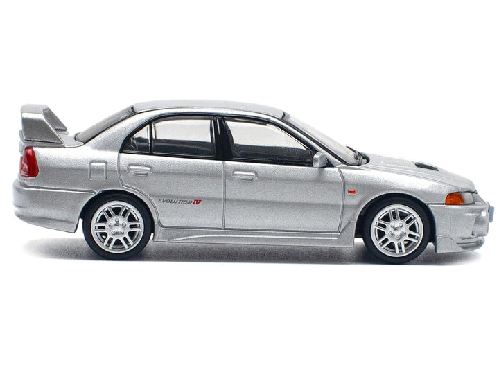 Mitsubishi Lancer Evolution IV RHD (Right Hand Drive) Steel Silver Metallic 1/64 Diecast Model Car by Pop Race-1