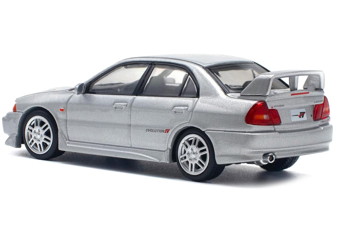 Mitsubishi Lancer Evolution IV RHD (Right Hand Drive) Steel Silver Metallic 1/64 Diecast Model Car by Pop Race-0