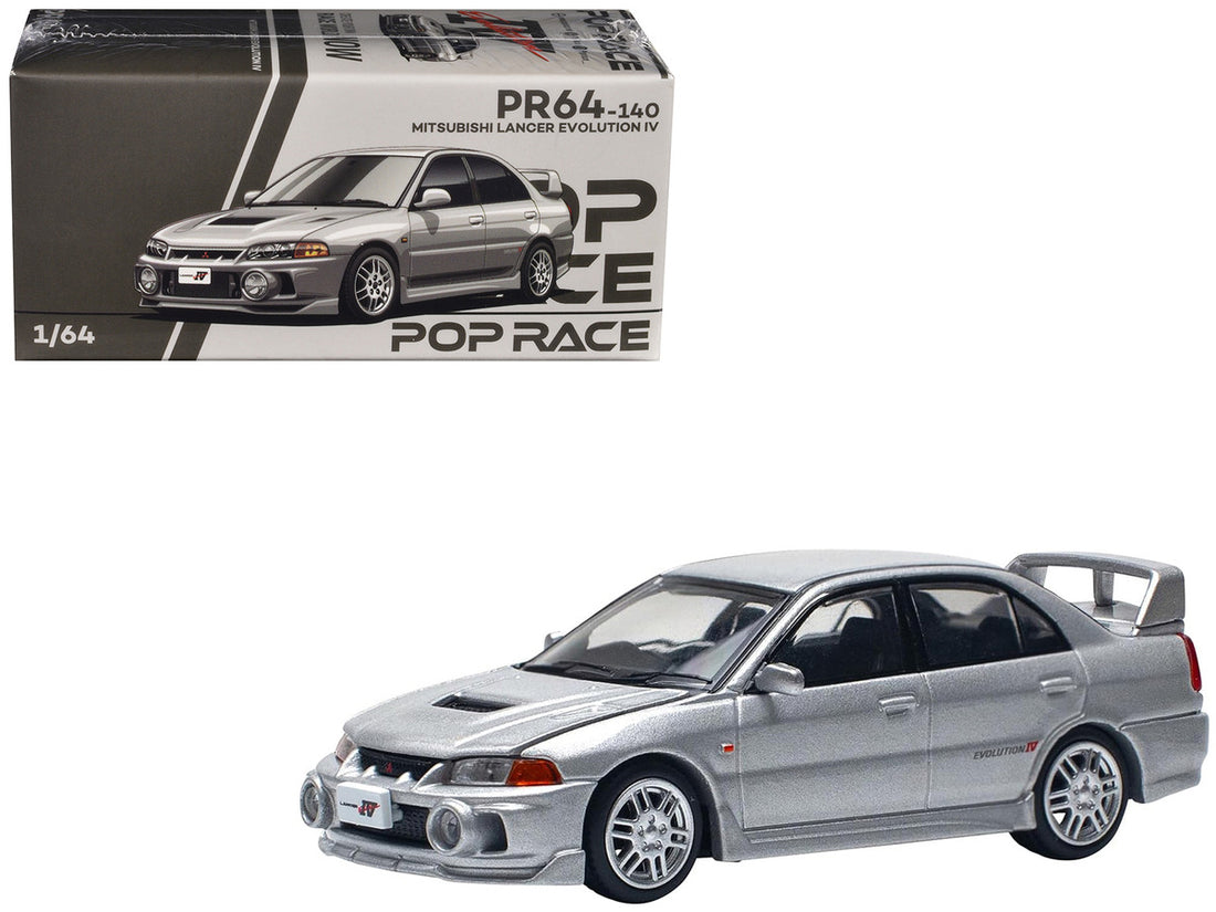 Mitsubishi Lancer Evolution IV RHD (Right Hand Drive) Steel Silver Metallic 1/64 Diecast Model Car by Pop Race-3