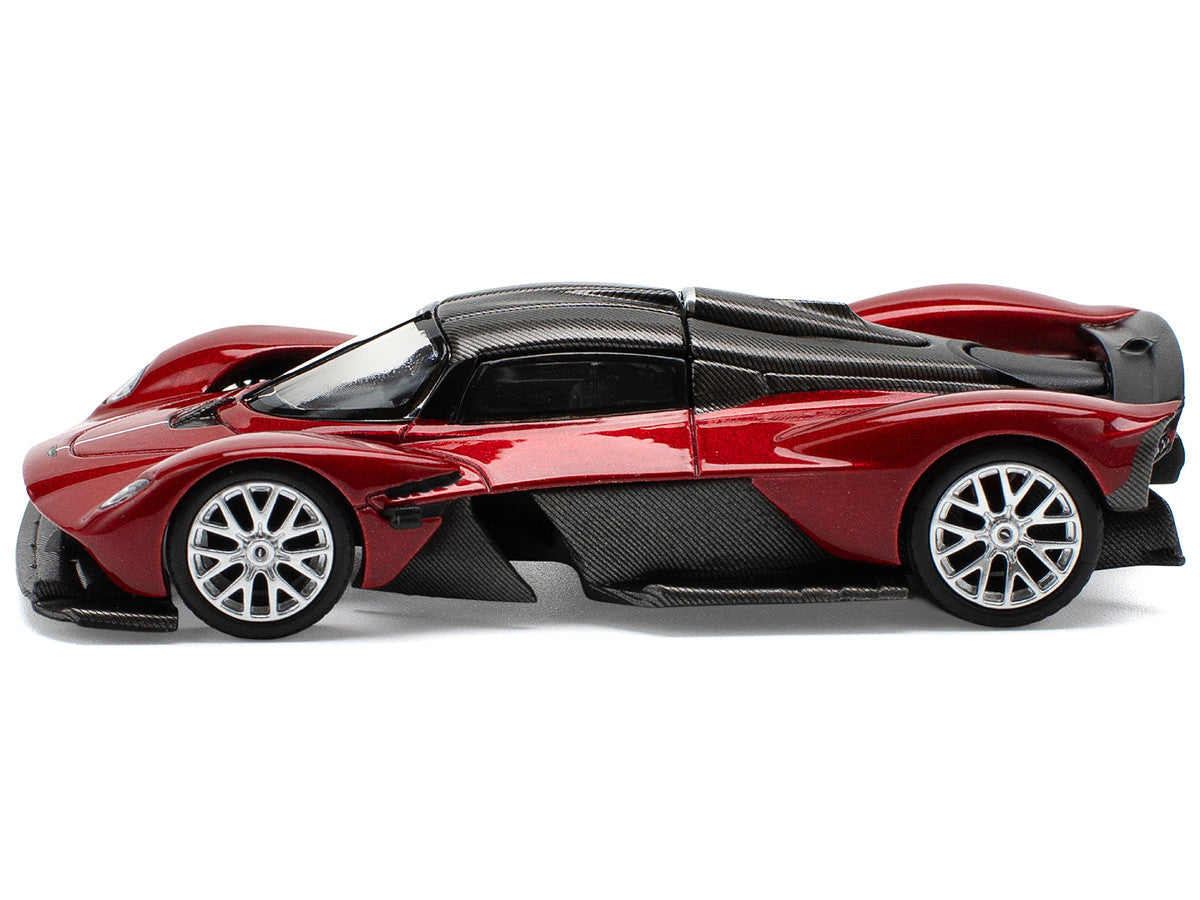 Aston Martin Valkyrie Supernova Red Metallic with Carbon Top 1/64 Diecast Model Car by Pop Race-2