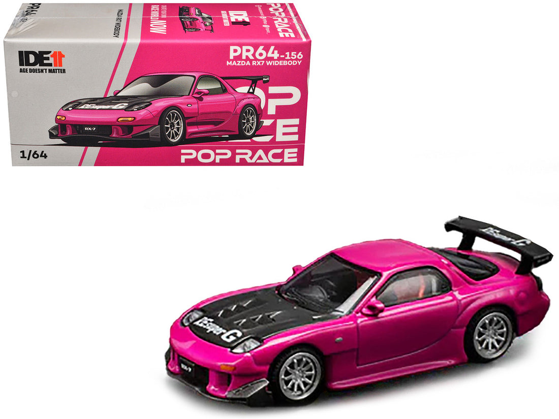 Mazda RX-7 Widebody RHD (Right Hand Drive) Pink with Carbon Hood "Indonesia Diecast Expo 2024 Exclusive" 1/64 Diecast Model Car by Pop Race-3
