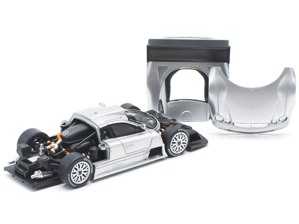 Mercedes-Benz CLK GTR Silver Metallic 1/64 Diecast Model Car