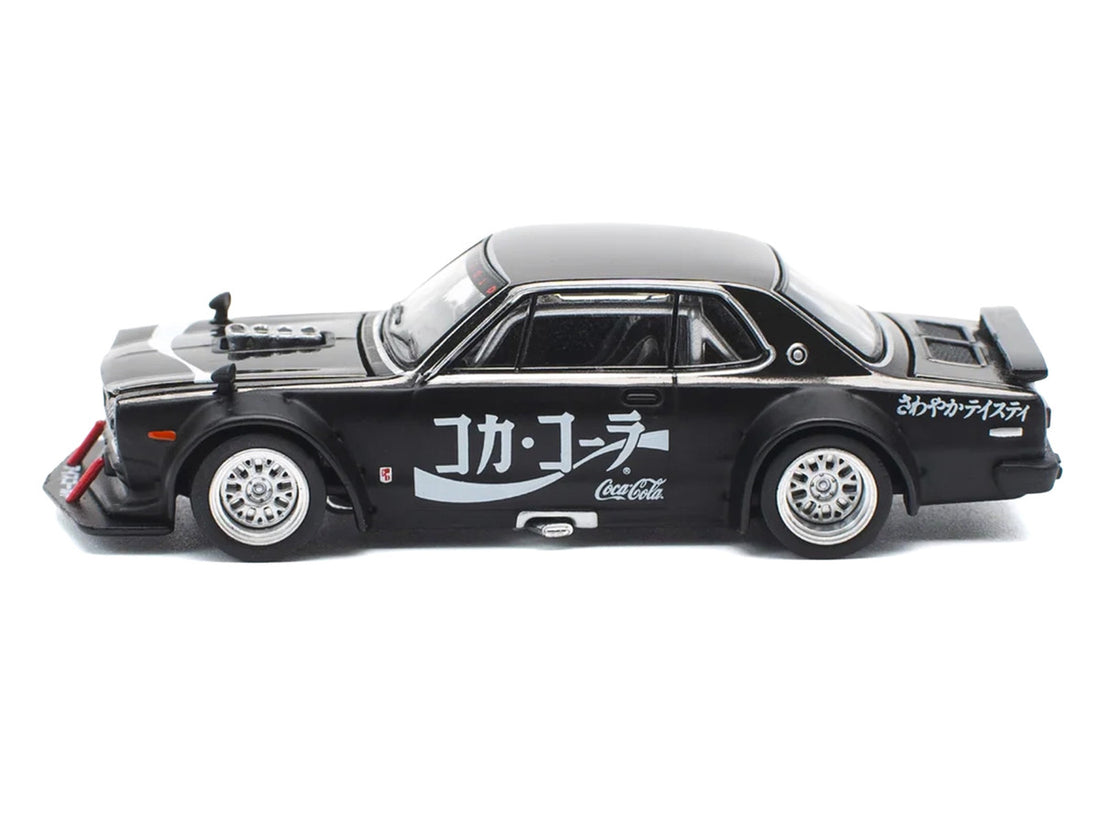 Nissan Skyline GT-R V8 Drift "Hakosuka" RHD (Right Hand Drive) "Coca-Cola" Black 1/64 Diecast Model Car by Pop Race 3