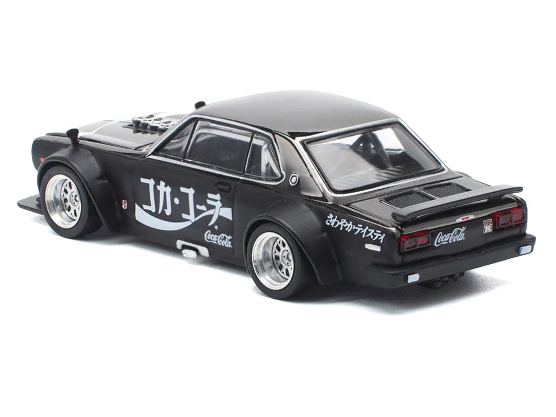 Nissan Skyline GT-R V8 Drift "Hakosuka" RHD (Right Hand Drive) "Coca-Cola" Black 1/64 Diecast Model Car by Pop Race 4
