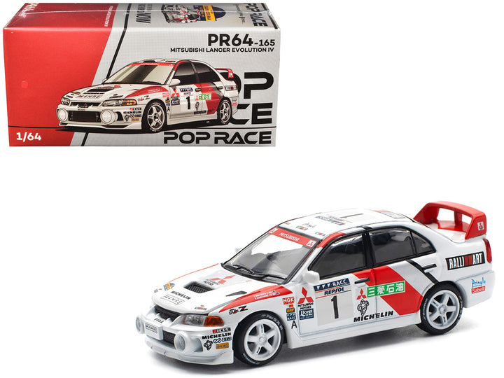 Mitsubishi Lancer Evolution IV RHD (Right Hand Drive) #1 Tommi Makinen - Seppo Harjanne Winner "Rally de Catalunya" (1997) 1/64 Diecast Model Car by Pop Race-0